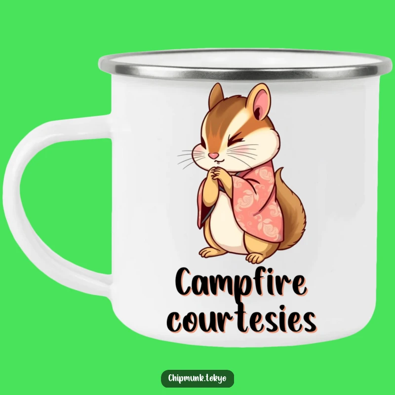 Funny Kimono Chipmunk Camping Mug: Graceful Bow, Stylish Outdoors, Perfect Funny Gift
