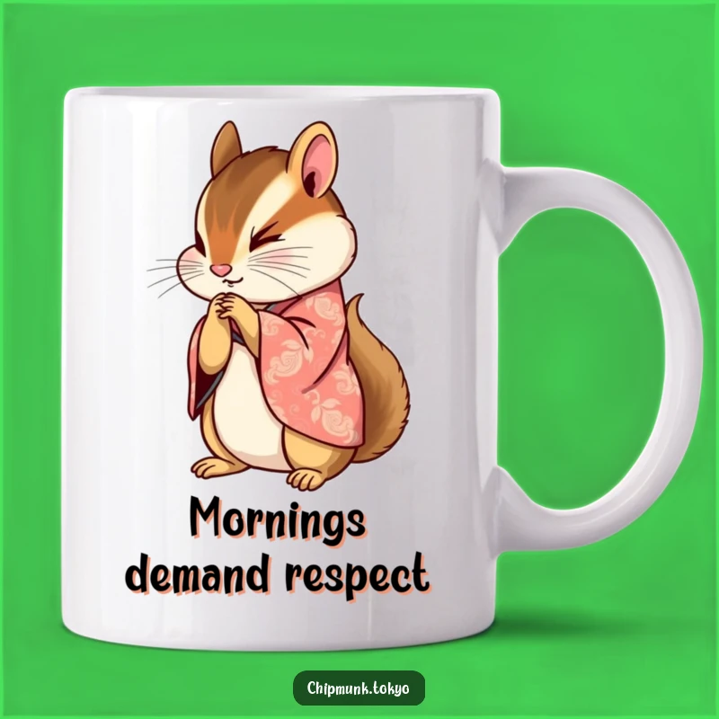 Funny Kimono Chipmunk Mug: Graceful Bow, Elegant Design, Perfect Funny Gift
