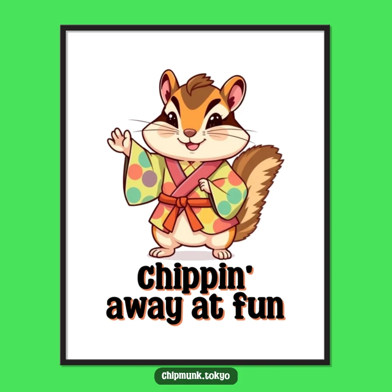 Funny Free Printable Wall Art: Kimono Chipmunk Art Downloadable Decor