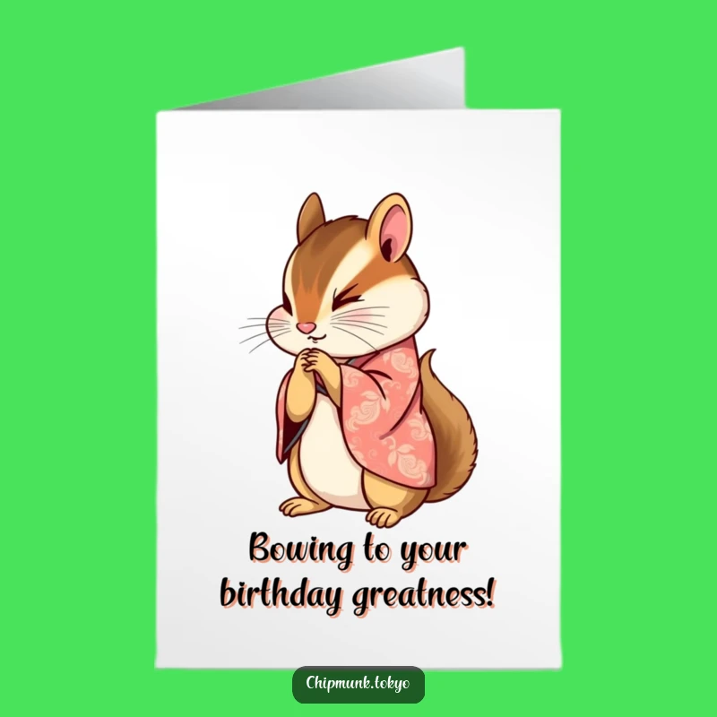 Free Printable Birthday Card: Elegant Chipmunk Bow, Graceful Downloadable Greeting for a Special Day