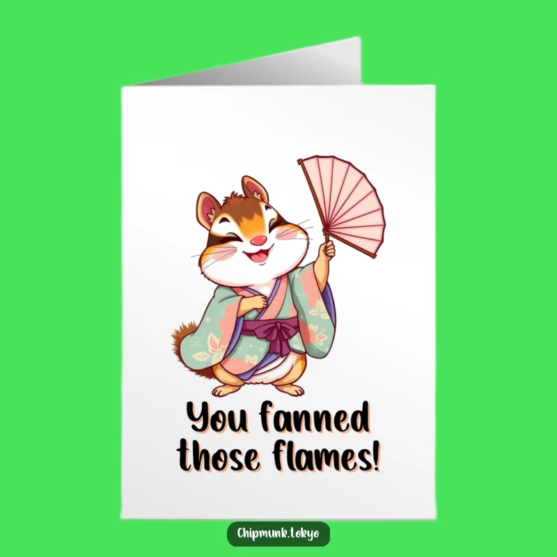 Free Printable Congrats Card: Festive Chipmunk Fan, Joyful Downloadable Greeting for Success