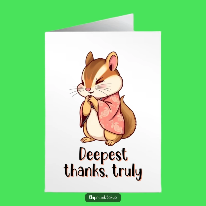Free Printable Thank You Card: Elegant Chipmunk Bow, Graceful Downloadable Greeting for Gratitude
