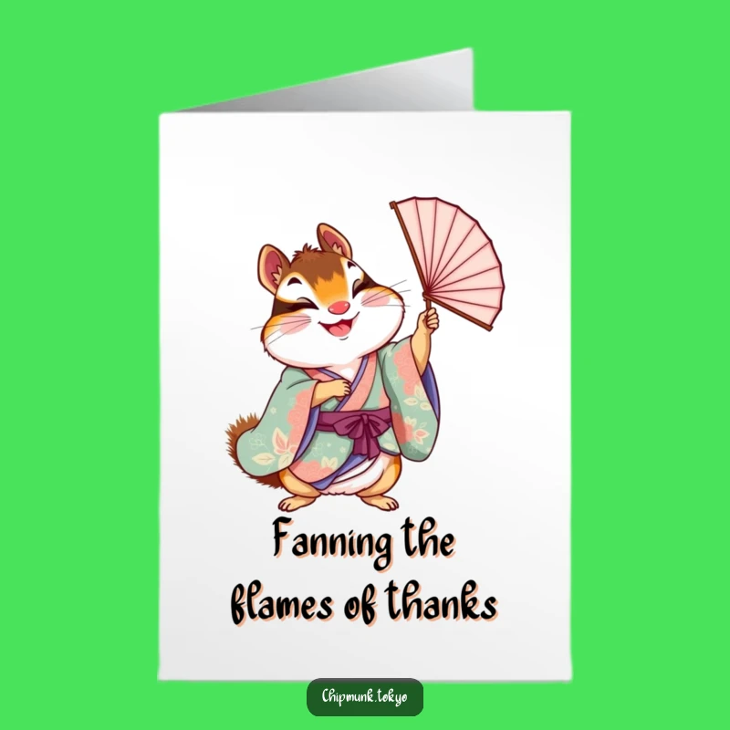 Free Printable Thank You Card: Festive Chipmunk Fan, Joyful Downloadable Greeting for Thanks