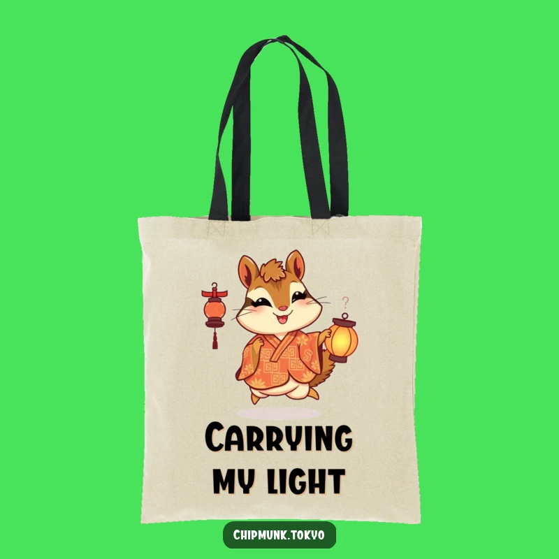 Funny Lantern Chipmunk Tote Bag: Skipping Delight, Ornate & Practical Funny Gift